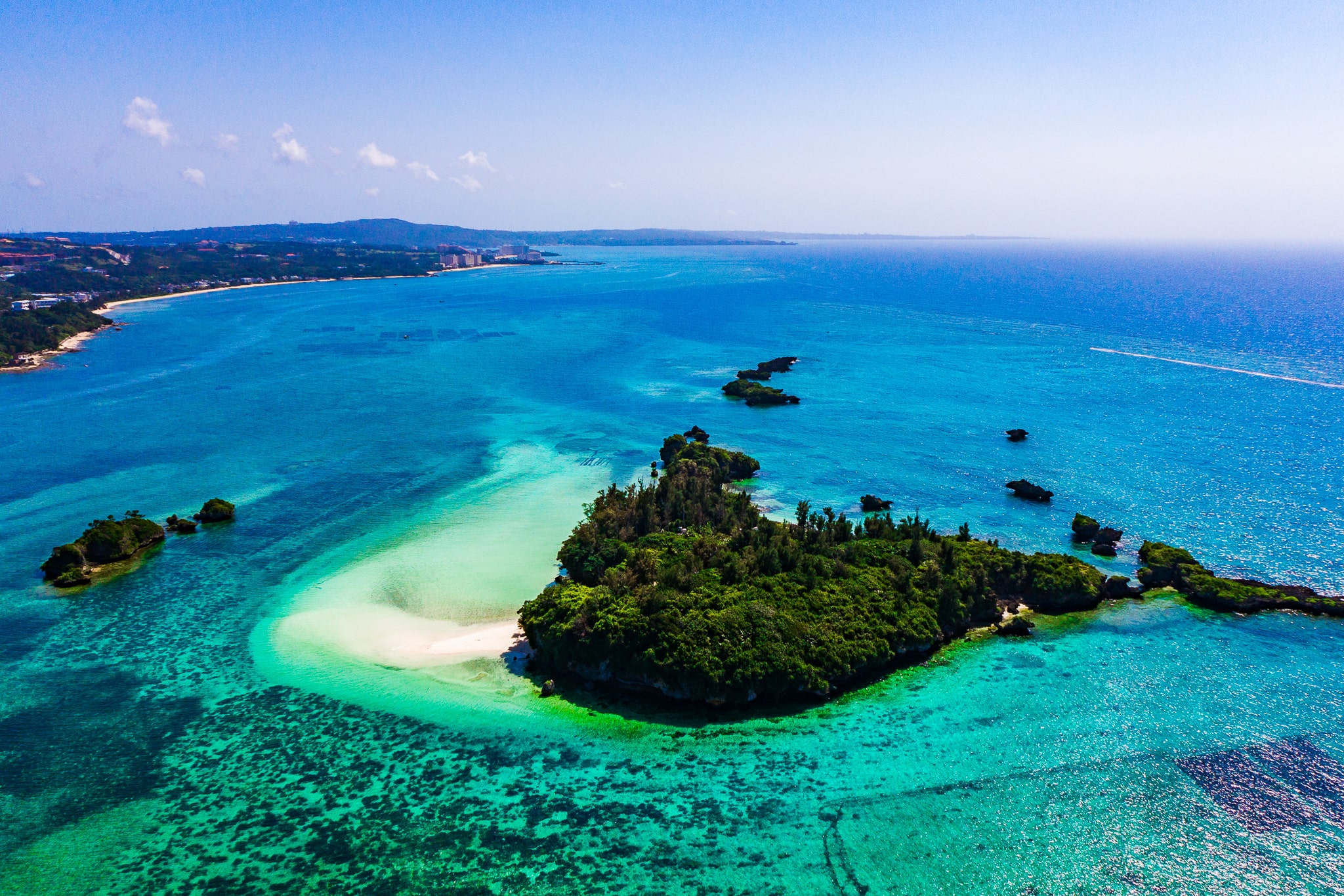 恩納村、パラセーリング、景色