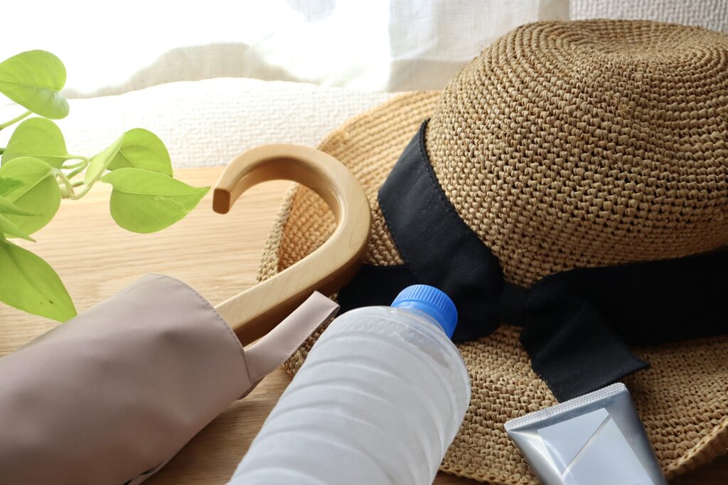 日焼け対策　帽子　日傘　