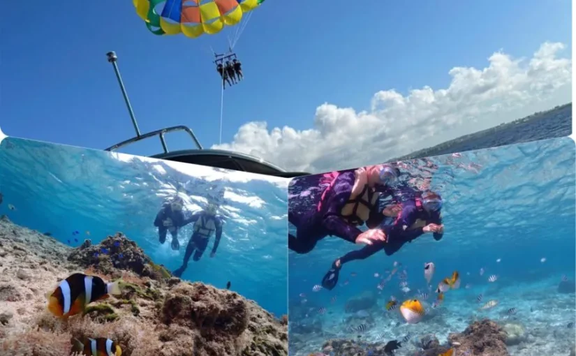 青の洞窟 シュノーケリング 絶景パラセーリング