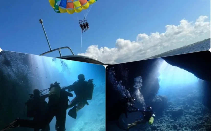 青の洞窟 ダイビング 絶景パラセーリング