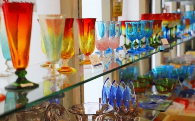 沖縄　恩納村　琉球ガラスのグラス